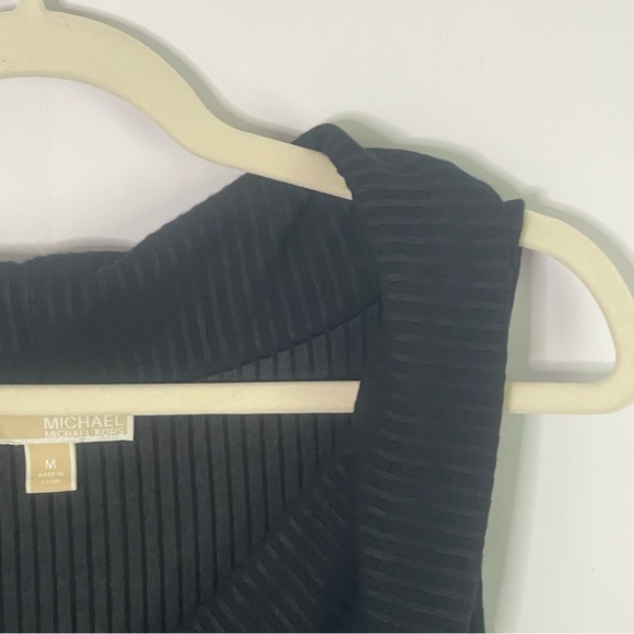 Michael Kors off shoulder ribbed midi bodycon black party cocktail dress Size M - Picture 4 of 15